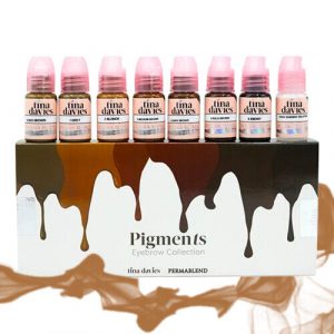 PERMA BLEND Tina Davies Eyebrow SET of 7 Permanent Pigment 1/2 oz Tattoo Ink TOP